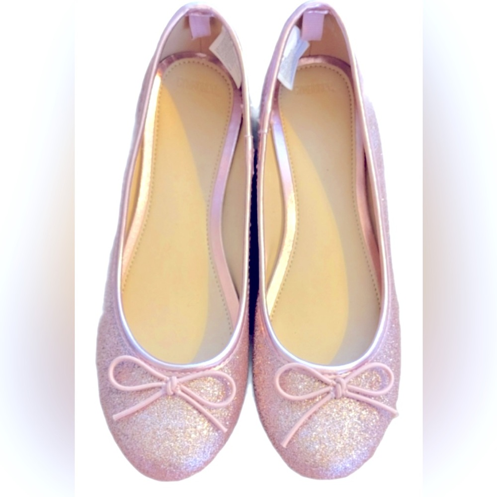 Gymboree | Big Girls Rose Gold Sparkle Slip-on Ballet Flats | Size 4 | EUC